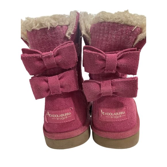 Koolaburra by UGG big Girls Size 3 Pink Suede Lined rear Bow Accent Boots - Picture 3 of 6